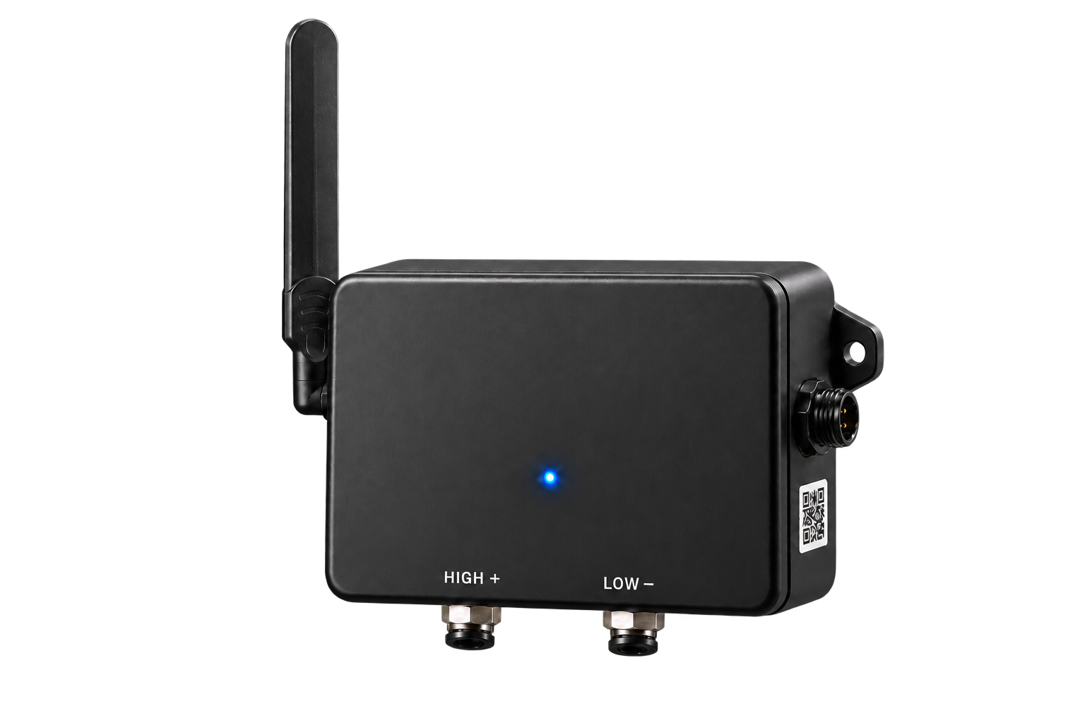 Nubis Air DP1 with cellular antenna, high and low pressure connections, blue status light, and branded enclosure
