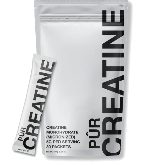 PÛR creatine pouch and individual serving packet